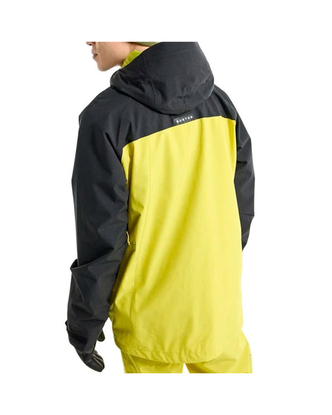 Yellow Burton Lodgepole rain jacket for outdoor activities, featuring waterproof material and adjustable hood, suitable for camping and hiking.
