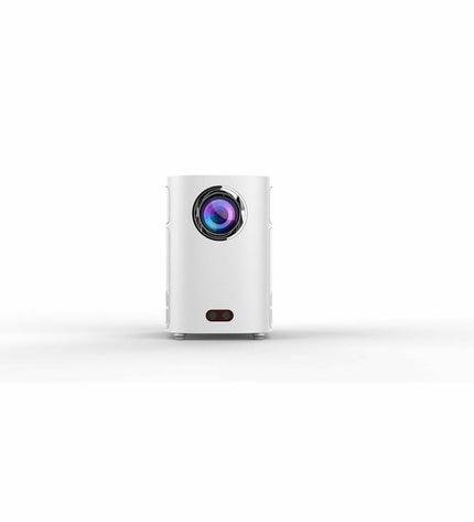 Strong Q1 Full HD LCD projector showing image projection with controls, 300 lumens brightness, and compact design.