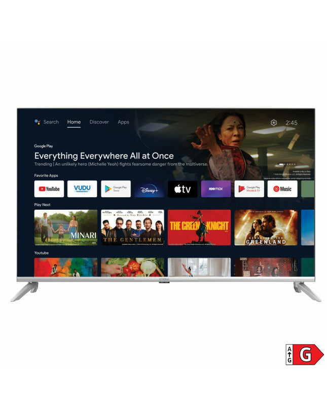 Strong 43-inch 4K Ultra HD LED Smart TV with HDR10, sleek screen displaying vibrant colors and modern electronic design.