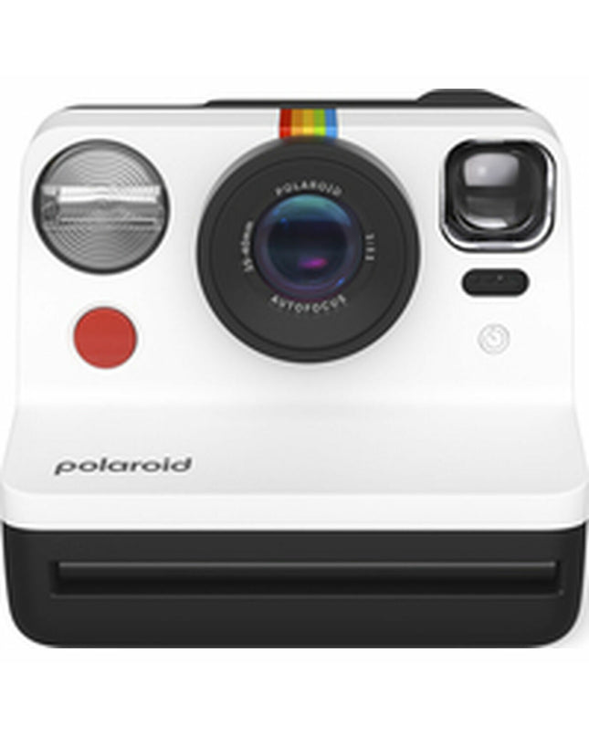 Polaroid instant camera in black with lens and viewfinder, compact electronic photography device, 11.2x9.4x15 cm size