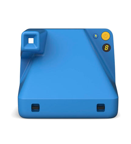 Polaroid instant camera in blue, compact electronic camera for instant photos, size approximately 11.2 x 9.4 x 15 cm