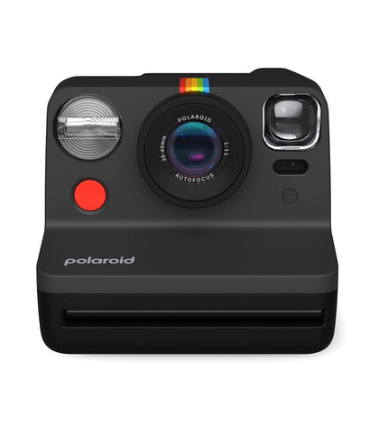 Polaroid Instant Fotocamera 009095 in black, compact design with lens and viewfinder, perfect for instant photography.