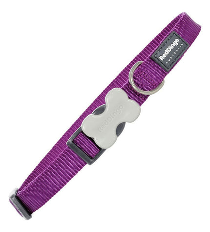Red Dingo dog collar in purple, soft material, adjustable size 2.5 x 41-63 cm, suitable for small to large dogs.