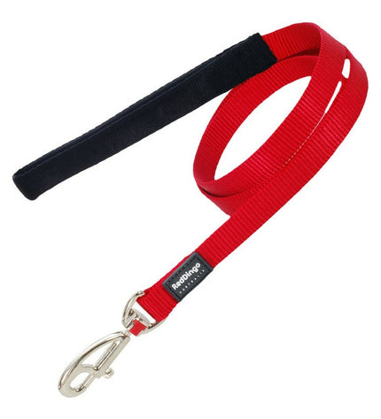 Red Dingo red dog leash, 1.2 meters long, made of durable material, with metal clip for secure attachment to a dog collar.