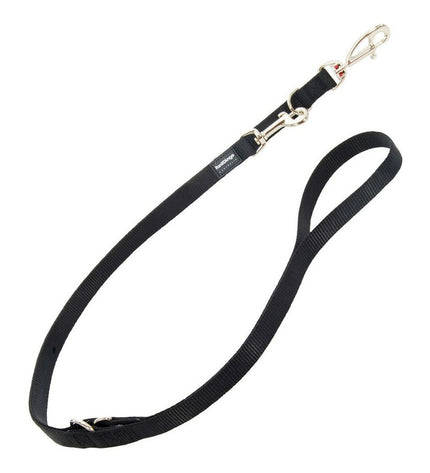 Red Dingo black dog leash 2.5m x 200cm with sturdy nylon material and metal clasp for outdoor walks.