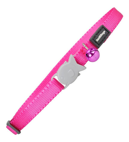 Red Dingo cat collar in fuchsia, adjustable 20-32 cm, with secure buckle and stylish design for feline pets.
