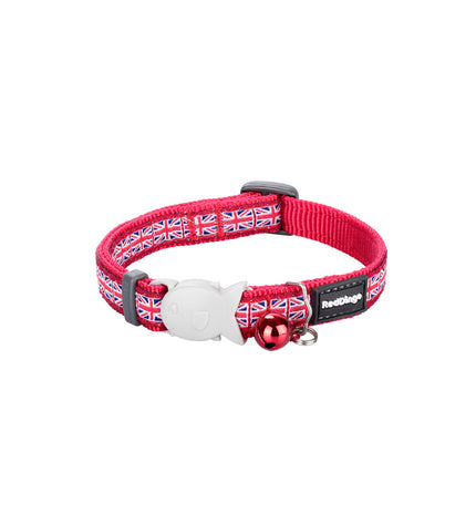 Red Dingo Union Jack cat collar in red, 20-32 cm, featuring a colorful Union Jack design for feline pets.