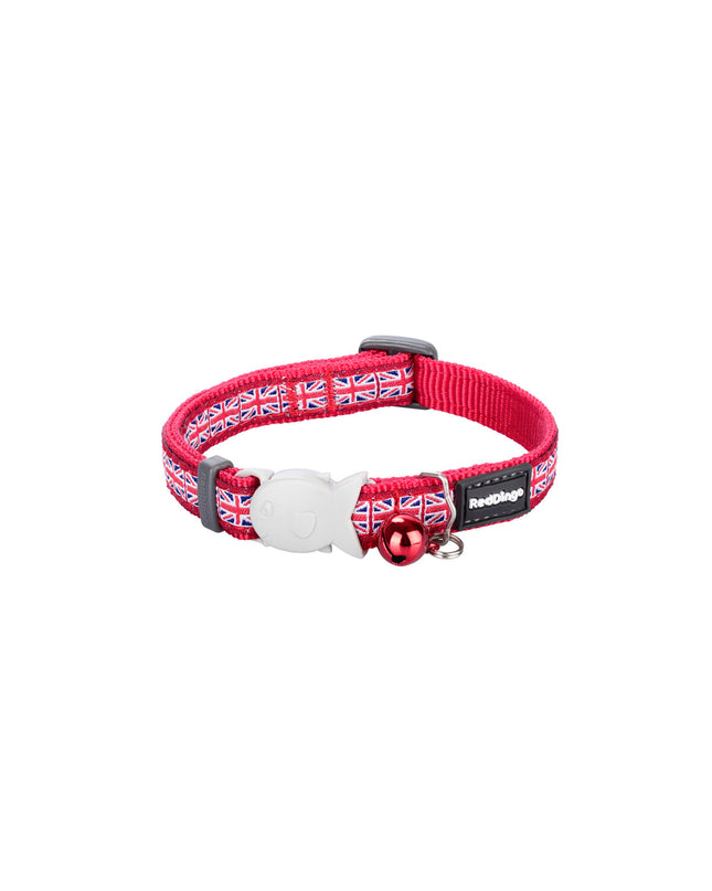 Red Dingo Union Jack cat collar in red, 20-32 cm, featuring a colorful Union Jack design for feline pets.