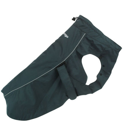 Black Red Dingo dog raincoat for small dogs, perfect fit, 25 cm, waterproof and comfortable for rainy weather.