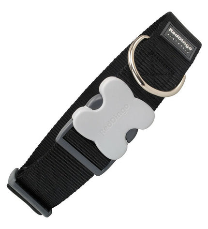 Red Dingo black dog collar with adjustable straps, 4 x 37-55 cm, made for comfortable pet wear.