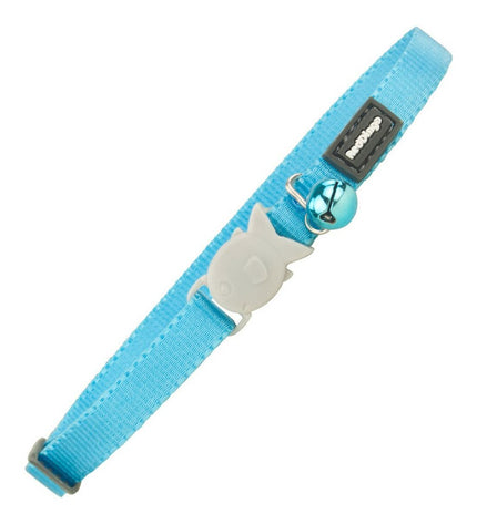 Red Dingo turquoise cat collar with adjustable length 20-32 cm, featuring a vibrant color and durable design for feline comfort.