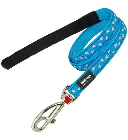 Red Dingo turquoise dog leash, 2 x 120 cm, durable nylon with metal clip, ideal for walking dogs.