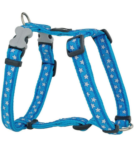 Red Dingo blue star dog harness for small to medium dogs, adjustable 30-48 cm, featuring a stylish design and durable material.