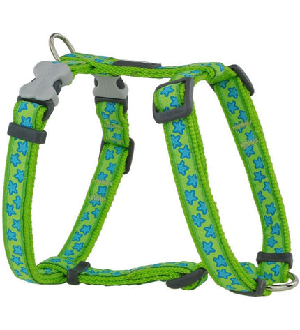 Red Dingo turquoise and green dog harness in Turkoois Ster style, adjustable for 37-61 cm neck and chest, suitable for dogs.