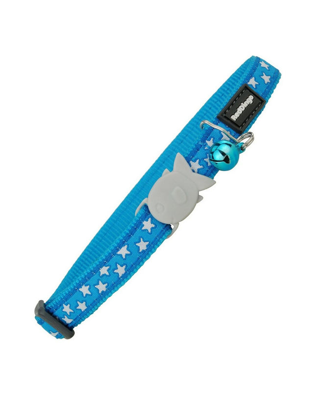 Red Dingo blue cat collar with adjustable strap, suitable for cats 20-32 cm, made of durable material.