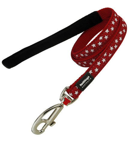 Red Dingo red dog leash, 1.2 x 120 cm, durable nylon material, shown with metal clasp for secure dog walking.