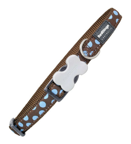 Red Dingo blue dog collar with beauty spot pattern, adjustable 31-47 cm, suitable for small to medium dogs.