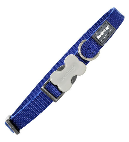 Red Dingo dog collar in dark blue with soft material, adjustable 1.5 x 24-36 cm, suitable for dogs.