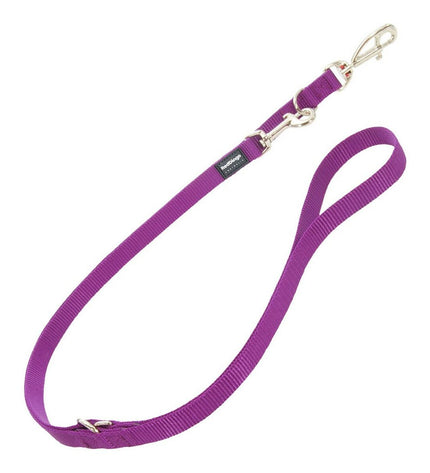 Red Dingo purple dog leash, 2 x 200 cm, durable nylon material, shown coiled with metal clasp and vibrant purple color.