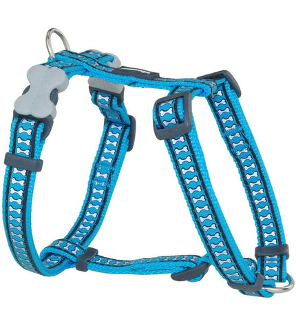 Red Dingo reflecterend hondentuigje in turquoise with red accents, designed for safety and comfort during walks.