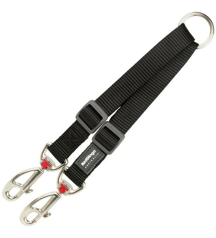 Red Dingo black 2-hondenriem koppeling, 1.2 x 16.5-22 cm, durable dog leash connector for two dogs.