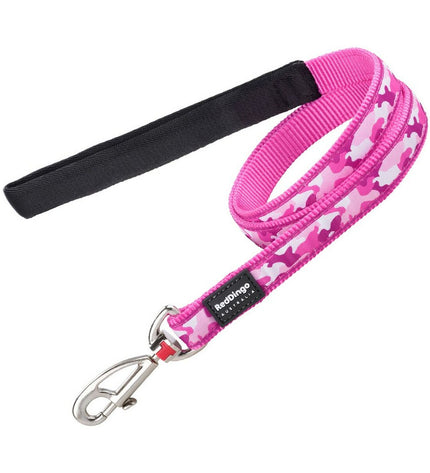 Red Dingo camouflage fuchsia dog leash, 1.5x120 cm, featuring vibrant pink and camouflage design for stylish pet walking accessories.