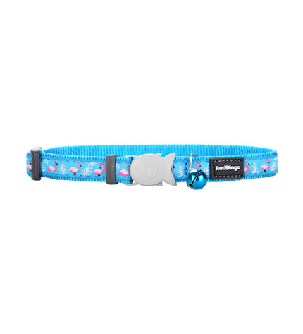 Red Dingo flamingo-style turquoise dog collar featuring a vibrant red and turquoise pattern for pet accessories.