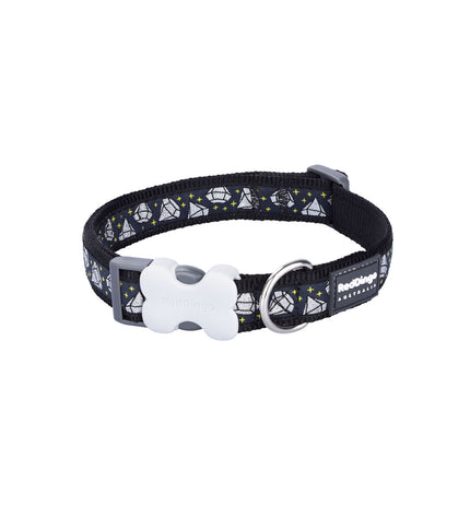 Red Dingo diamond black dog collar for large dogs, adjustable 41-63 cm, featuring stylish diamond accents and durable material.