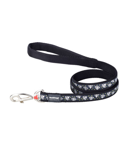 Red Dingo black diamond dog leash, 2x120 cm, durable nylon with stylish pattern, suitable for walking dogs comfortably.