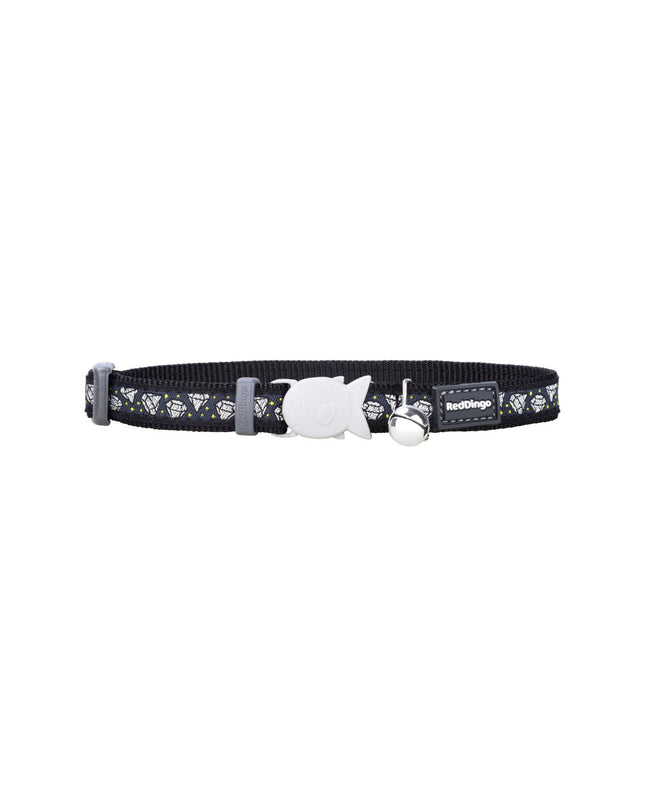 Red Dingo diamond black cat collar with adjustable length 20-32 cm, featuring elegant design and secure buckle.