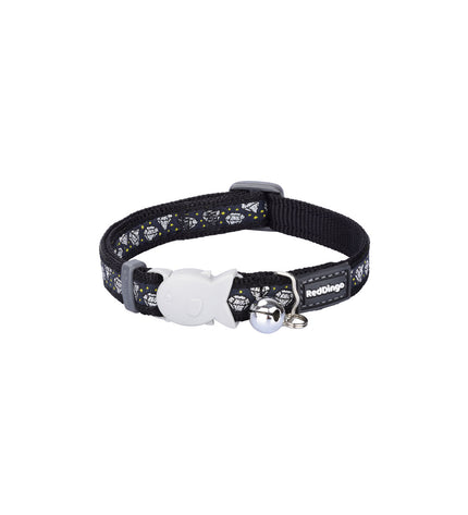 Red Dingo diamond cat collar in black with red accents, adjustable 20-32 cm, designed for stylish and secure feline wear.