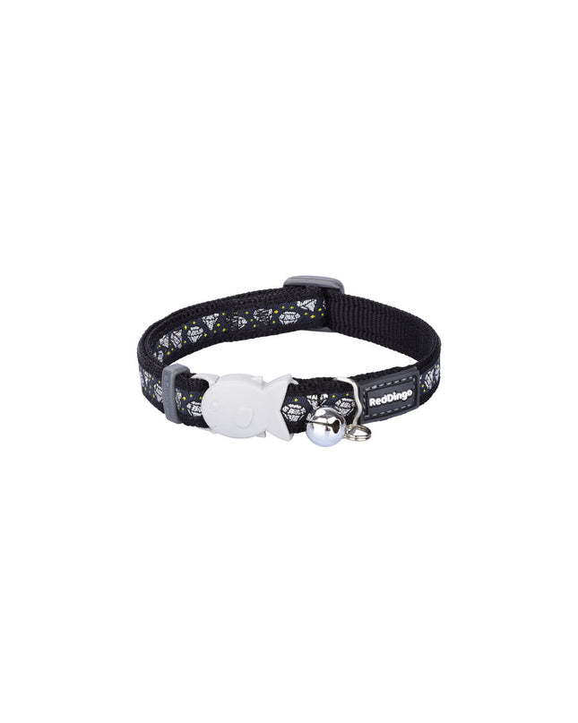 Red Dingo diamond cat collar in black with red accents, adjustable 20-32 cm, designed for stylish and secure feline wear.
