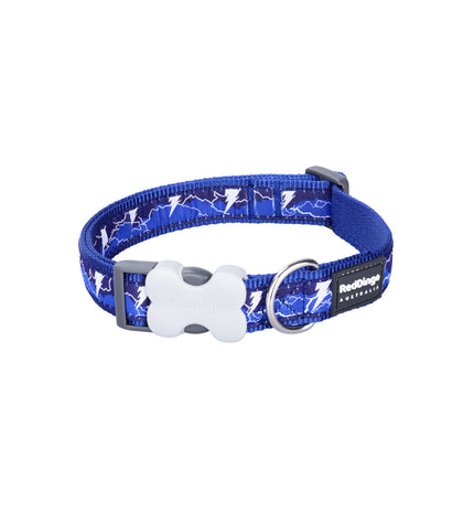 Red Dingo Lightning marine blue dog collar for dogs, adjustable 41-63 cm, with a lightning design, made for dog accessories.
