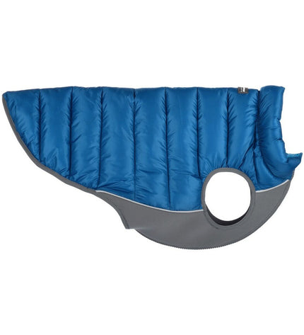 Red Dingo red puffer dog jacket in turquoise, 35 cm, showing the cozy, insulated design for small dogs.