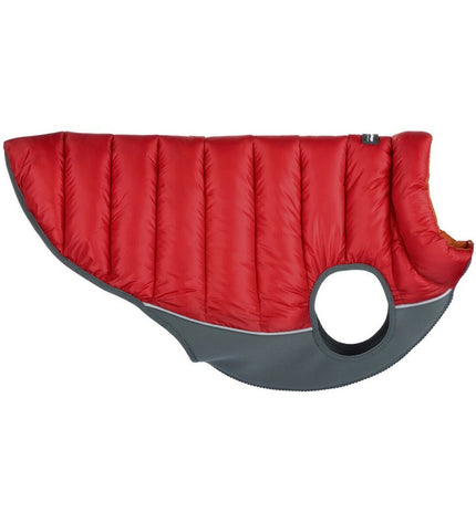 Red Dingo puffer dog coat in bright orange and red, showcasing a cozy, insulated hondenjas for small dogs.