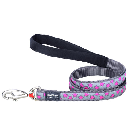 Red Dingo hot pink dog leash on cool grey background, 2 x 120 cm, durable and stylish pet accessory for walking dogs.
