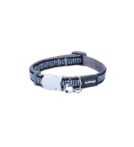 Red Dingo modern dog collar in cool grey with red accents, 15mm wide, adjustable 24-36cm, stylish pet accessory.