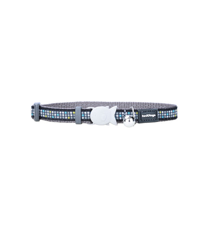 Red Dingo modern dog collar in cool grey with red accents, adjustable 31-47 cm, stylish pet accessory for dogs.