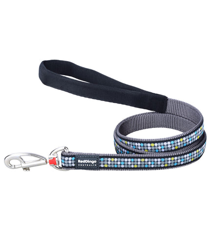 Red Dingo modern grey dog leash, 15mm wide and 120cm long, featuring a sleek design with a durable metal clip for secure walking.