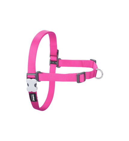 Red Dingo fuchsia dog harness in size M/L, adjustable 59-84 cm, made for comfortable fit and secure control for medium to large dogs.