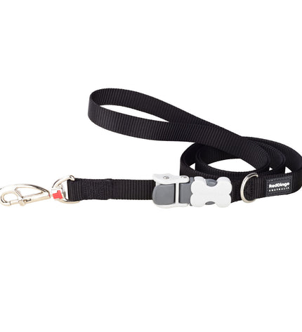 Black Red Dingo dog leash with sturdy handle and metal clip, suitable for walking and training dogs.