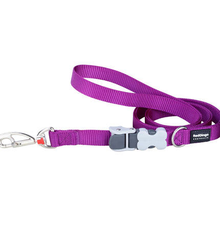 Red Dingo purple dog leash with sturdy nylon strap and metal clip, designed for secure walking and control.