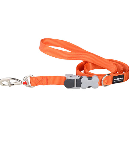 Red Dingo orange dog leash made of durable material, featuring a secure clip and comfortable handle for walking dogs.