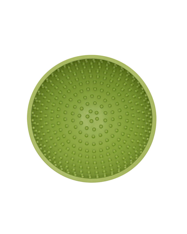 Green Lickimat dog feeding tray with rubber surface, 600 ml capacity, designed for dogs, by Lickimat.