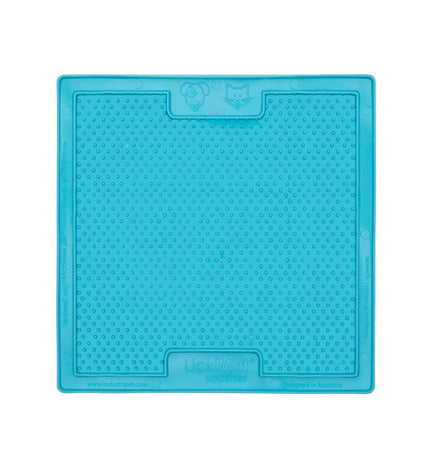 Blue TPR dog lick mat in turkoois color, designed for dogs to lick and play, from Lickimat dog product collection.