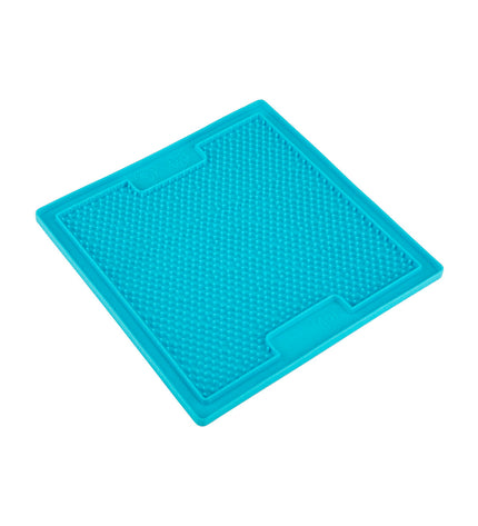 Turquoise Lickimat dog feeder bowl made of TPR from Lickimat, designed for dog enrichment and feeding.
