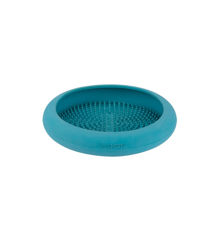 Lickimat Lickimat turquoise rubber dog feeding mat for dogs, made of durable silicone with textured surface for licking fun.