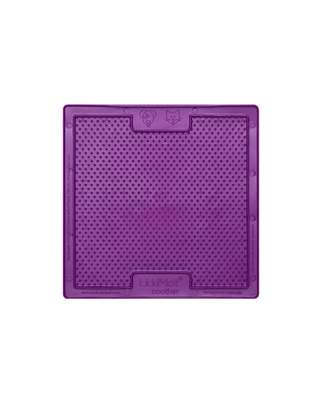 Purple Lickimat dog feeder made of TPR, designed for dogs to lick and play with, part of Lickimat's pet product collection.