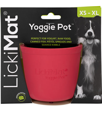 Pink rubber dog lickimat feeding tray for dogs, part of Lickimat's pet products, designed to help slow down eating.