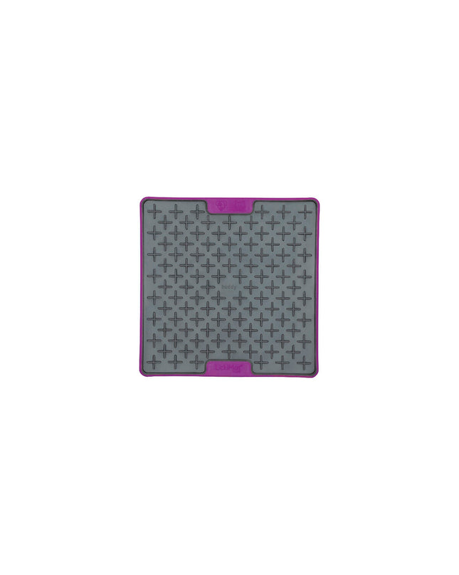 Purple Lickimat dog feeder tray made of polypropylene and TPR, designed for slow feeding and enrichment for dogs.